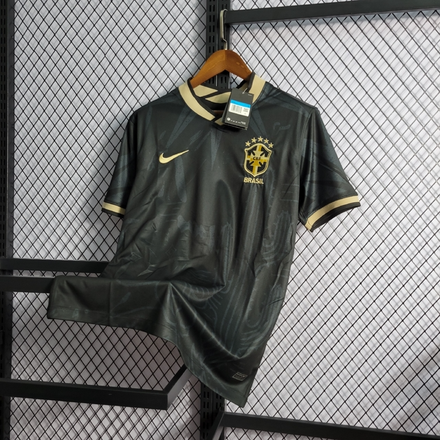 Camiseta Camisa Seleção Brasil - Preta/Dourada